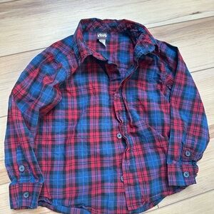 Tea Collection Red, Blue, Black Plaid Long Sleeve Button Down Shirt Size: 3